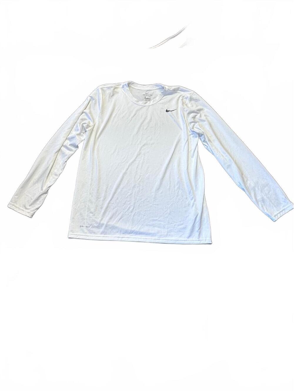 Nike Dri-FIT Long Sleeve Athletic Shirt White Size Large